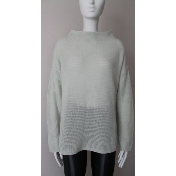 Eileen Fisher Italian Cashmere Funnel Neck Box-Top Mist Size Medium - Picture 3 of 11
